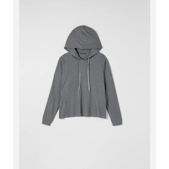 Eileen Fisher Waffle Knit Gray Hooded‎ Sweatshirt Size Large - Picture 1 of 6